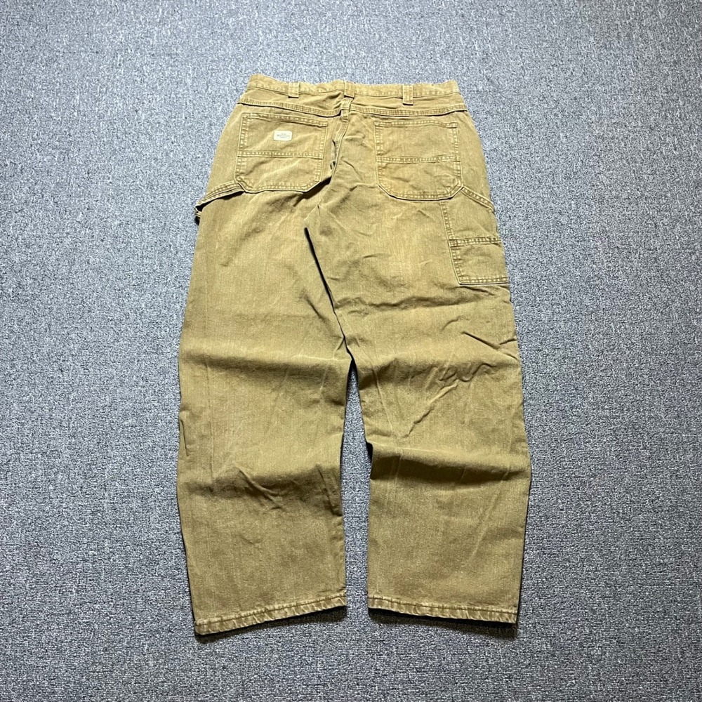 Vintage Lee Dungarees Carpenter Pants 34x30 Brown Canvas Workwear Utility 90s